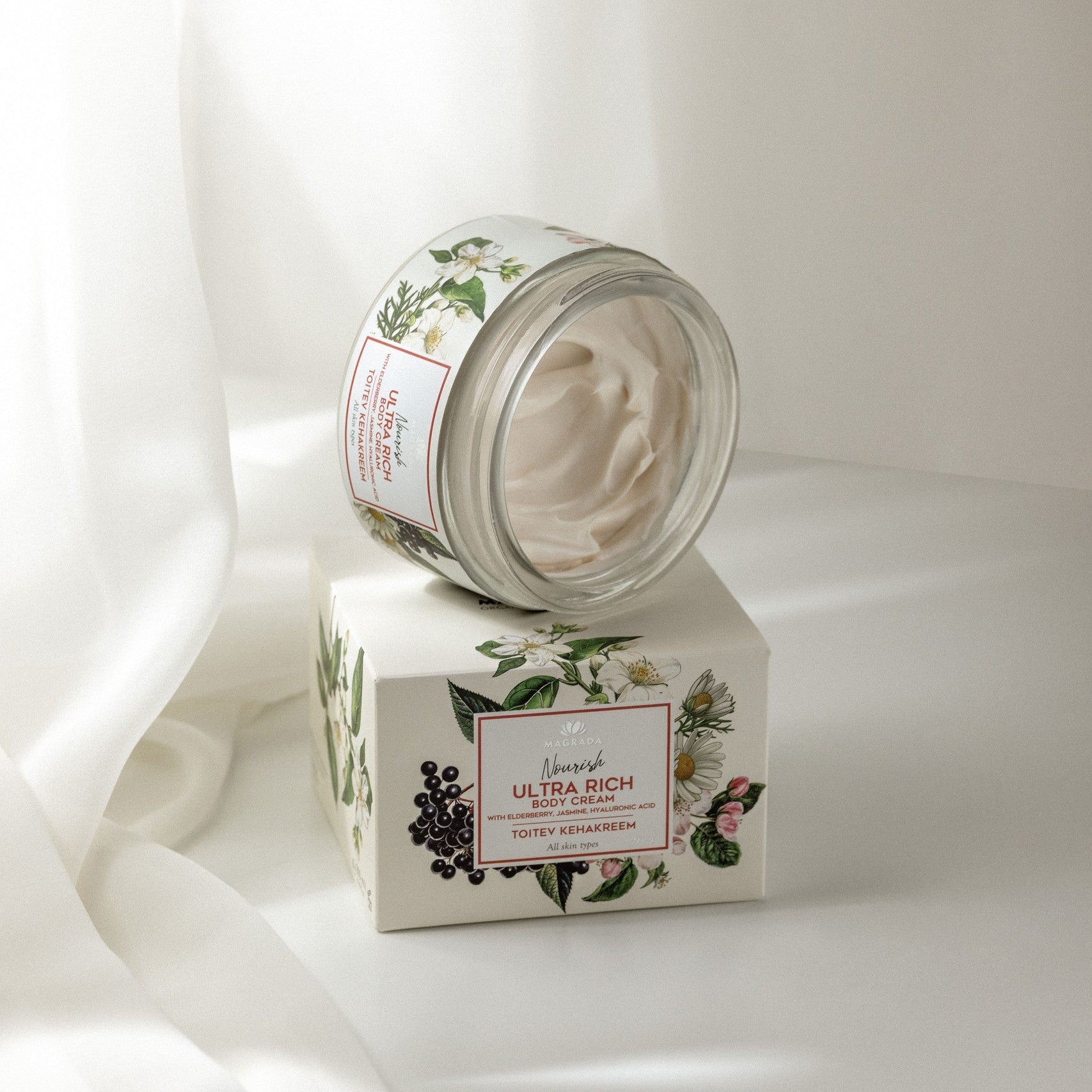 Nourishing Body Cream With Elderberry, Jasmine And Hyaluronic Acid, 200 ml